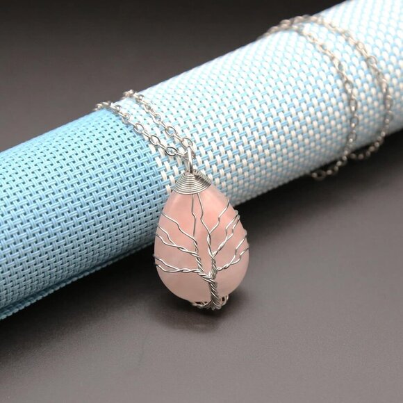 7 Chakra Crystal Necklace Handmade Tree of Life Gemstone Necklaces Pendant Jewel - Picture 2 of 4